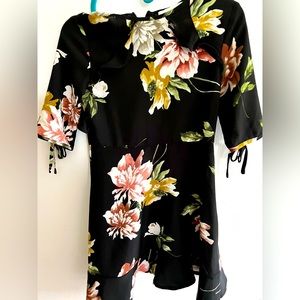 Black floral dress with ruffles